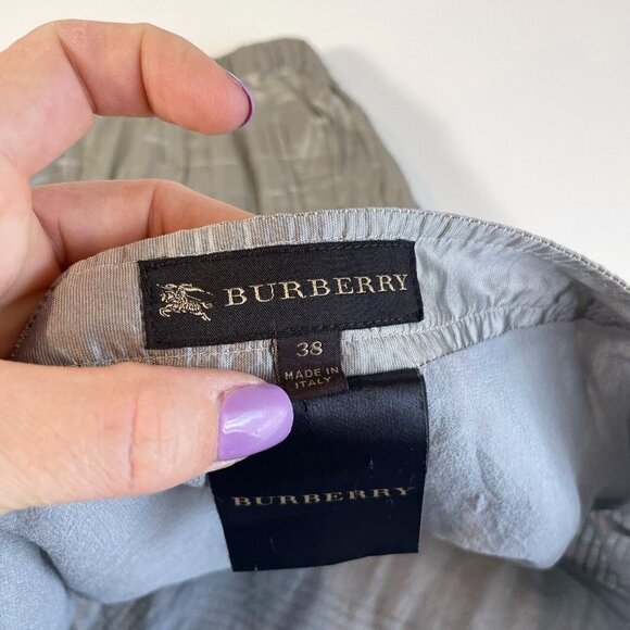 Burberry Womens Silk Blend Pleated Straight & Pencil Skirt Gray 38 Stretch Zip - Picture 4 of 10